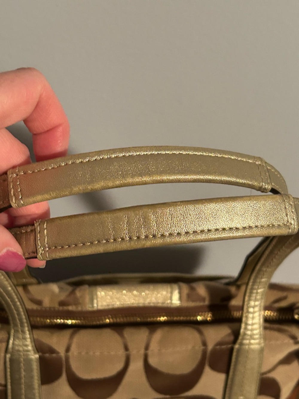Coach Signature Stripe Bag in Brown/Gold - Picture 7 of 12
